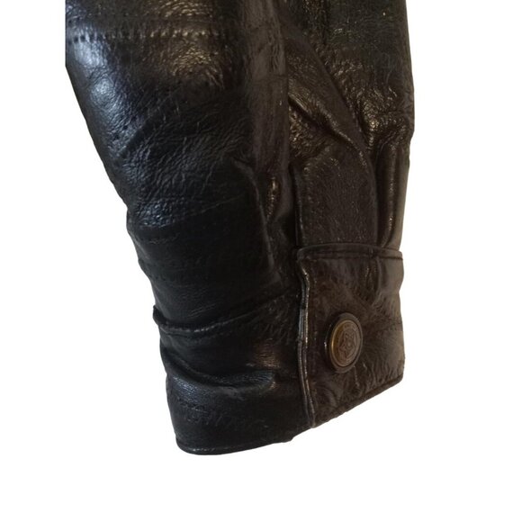 Legacy Leather Jacket Mens Sz Large Black Patchwork Design Zip Up Has Flaws VTG - Picture 3 of 8